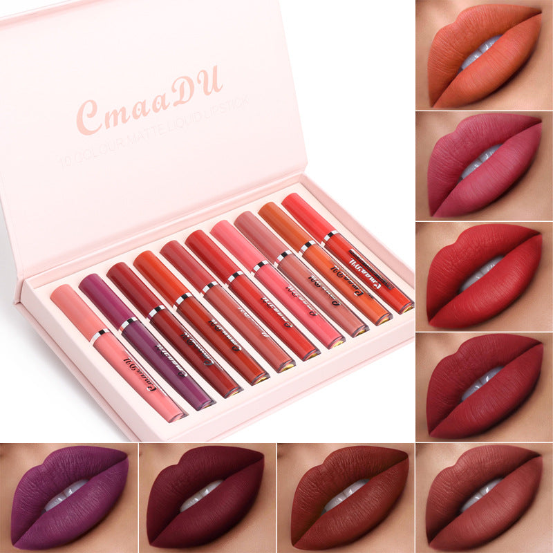 10-Pack Waterproof Matte Lipstick Set