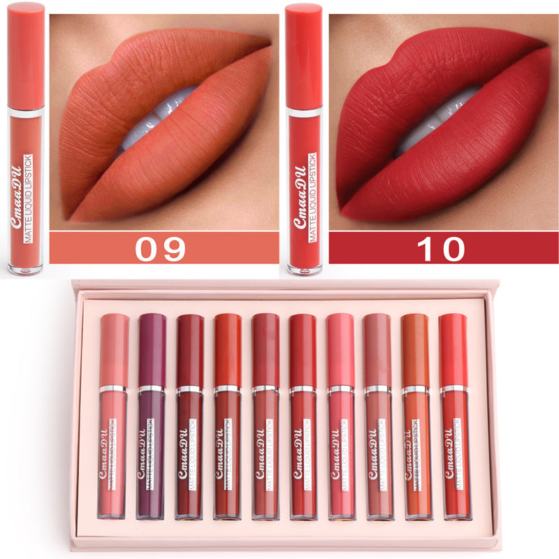 10-Pack Waterproof Matte Lipstick Set