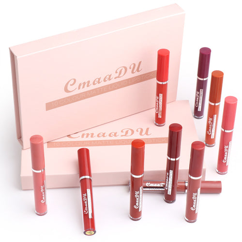 10-Pack Waterproof Matte Lipstick Set