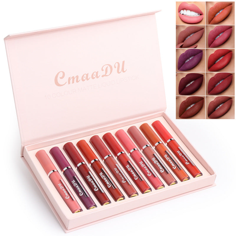 10-Pack Waterproof Matte Lipstick Set
