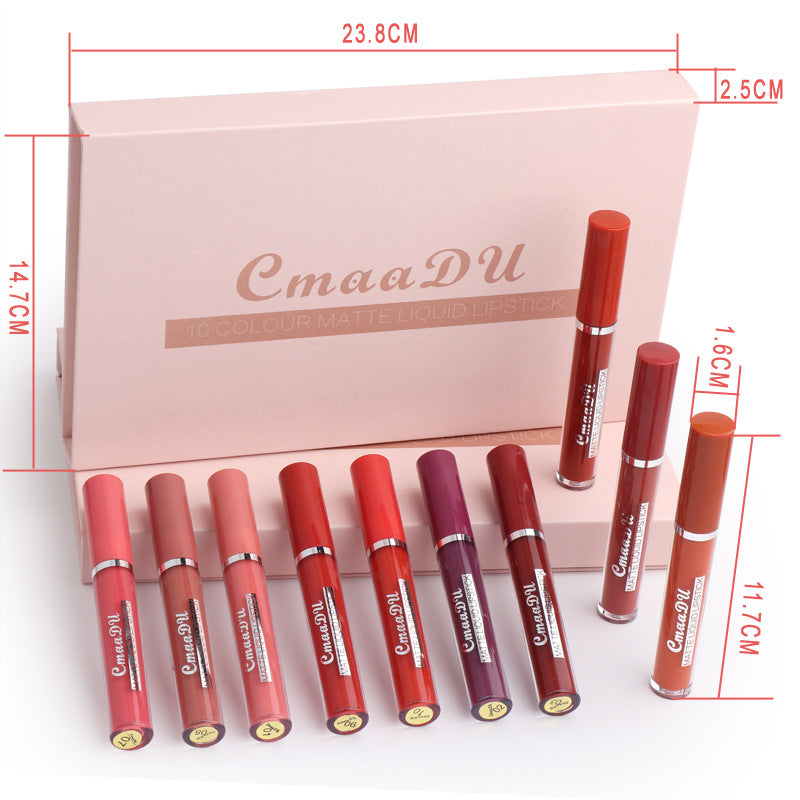 10-Pack Waterproof Matte Lipstick Set